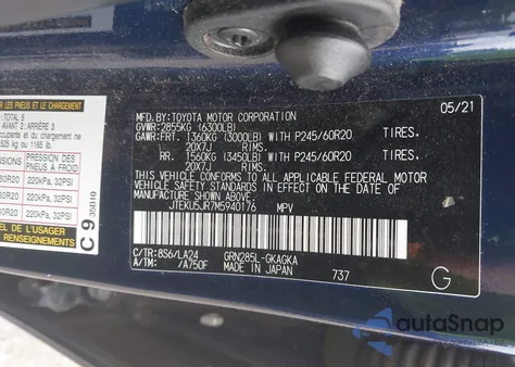 2021 Toyota 4Runner Limited z USA, uszkodzony, nr VIN JTEKU5JR7M5940176